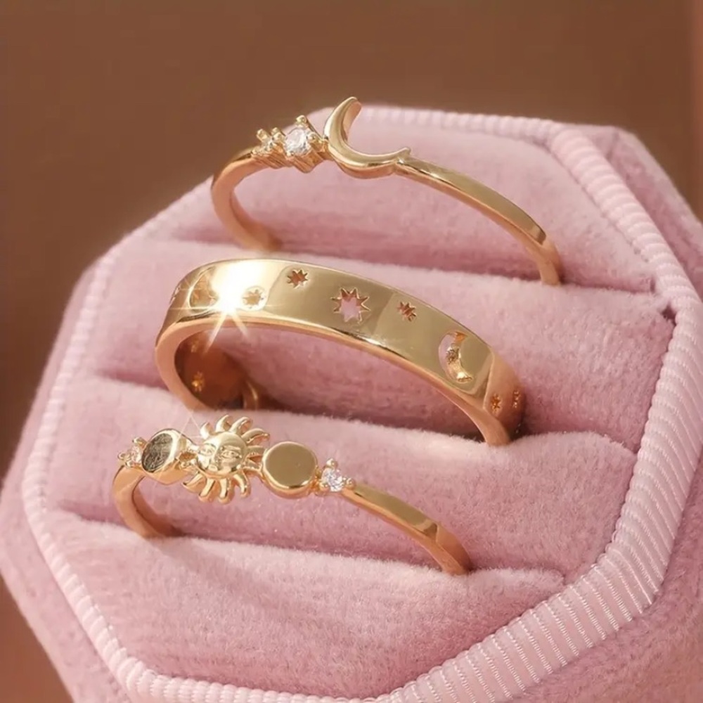 Stack Ring Elegant 18k Gold-Plated Celestial Ring… - image 8